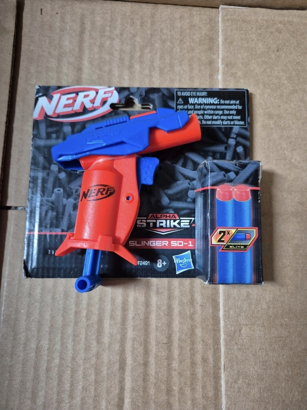 Nerf Alpha Strike Slinger SD-1 Red & Blue Toy Blaster with Blue Darts